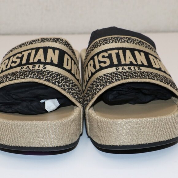 Christian Dior D-way Wedge Slides Platform Oblique Sandals Sz 42 US 12 - Picture 12 of 13